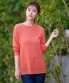 Tiaclasse 【インナーセット・洗える】ボーダー編みシアーニットアンサンブル