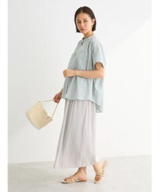 Green Parks インド綿  バンドカラーデザイン５分袖シャツ