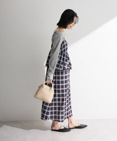 Green Parks ペプラムチェックキャミワンピース