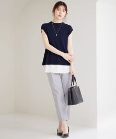 ANY SIS S 【洗える】フレンチスリーブシャツテール ニット