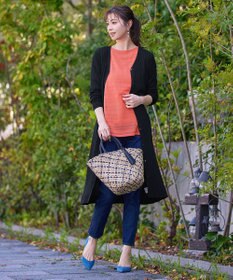 Tiaclasse 【インナーセット・洗える】ボーダー編みシアーニットアンサンブル