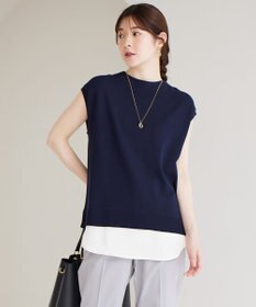 ANY SIS S 【洗える】フレンチスリーブシャツテール ニット