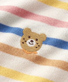 MIKI HOUSE HOT BISCUITS 【80-120cm】ボーダー柄 ワンポイント長袖Tシャツ