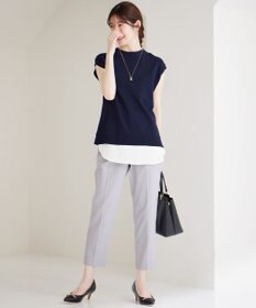 ANY SIS S 【洗える】フレンチスリーブシャツテール ニット