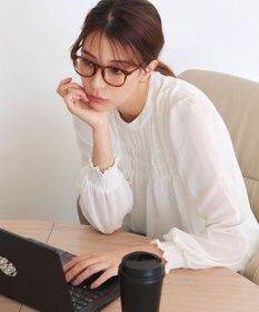 Tiaclasse 【洗える】シフォンシャーリングブラウス