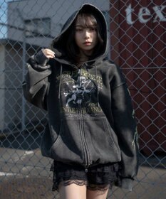 WEGO 【ユニセックス着用ITEM】ブリーチグラフィックZIPパーカー