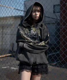 WEGO 【ユニセックス着用ITEM】ブリーチグラフィックZIPパーカー