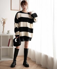 WEGO ボーダーフラッフィービッグニット