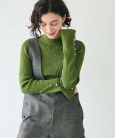 CRAFT STANDARD BOUTIQUE 洗える/とてもち袖フレア釦ボトルネックニットプルオーバー/24AW
