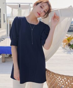 Tiaclasse 【小倉優子さん着用】【洗える】 パフスリーブチュニックブラウス