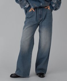 WEGO 【ユニセックス着用ITEM/ウエスト調整可】ストレートデニムパンツ