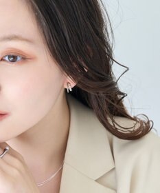 Phoebe 〈アレルギー対応〉プチパールダブルフープセラミックピアス　シルバー