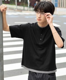 WEGO 【ユニセックス着用ITEM/MLサイズ展開】フェイクレイヤードヘンリーネックT（SS）