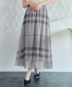 Tiaclasse L チュールレースチェックスカート