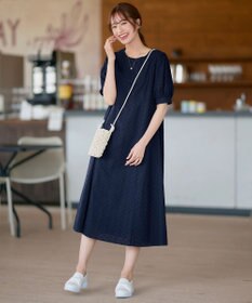 Tiaclasse L 【洗える】パンチングレースAラインワンピース