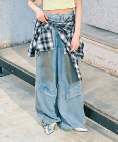 WEGO ウエストクロスワイドデニム