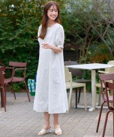 Tiaclasse L 【洗える】パンチングレースAラインワンピース