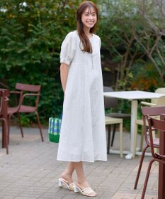 Tiaclasse L 【洗える】パンチングレースAラインワンピース