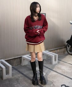 WEGO VネックグラフィックニットBIGプルオーバー