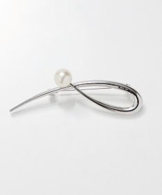 Phoebe 2wayスタイリッシュクロスカーブパールブローチネックレス　シルバー