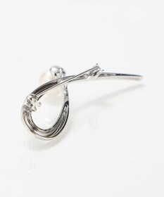 Phoebe 2wayスタイリッシュクロスカーブパールブローチネックレス　シルバー