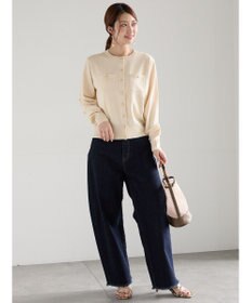 Te chichi 金釦ポケット付きクルーカーディガン