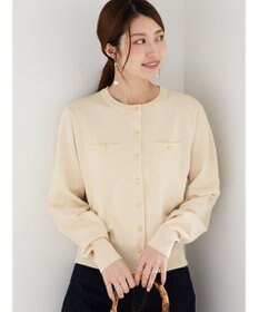 Te chichi 金釦ポケット付きクルーカーディガン