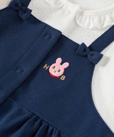 MIKI HOUSE HOT BISCUITS 【70-80cm】オーバーオール重ね着風 カバーオール