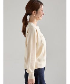 Te chichi 金釦ポケット付きクルーカーディガン