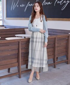 Tiaclasse L チュールレースチェックスカート