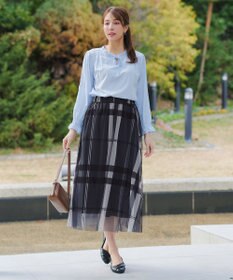 Tiaclasse L チュールレースチェックスカート