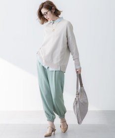 23区 L 【防シワ性/吸水速乾】ジョーゼットサテン ジョグパンツ