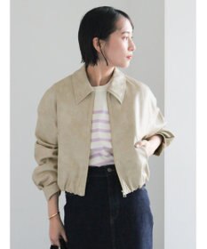 Te chichi フェイクレザークロップドブルゾン