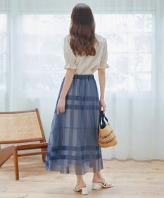 Tiaclasse L チュールレースチェックスカート