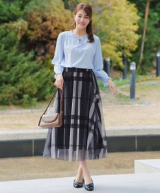 Tiaclasse L チュールレースチェックスカート