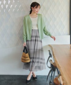 Tiaclasse L チュールレースチェックスカート