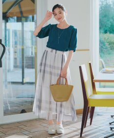 Tiaclasse L チュールレースチェックスカート