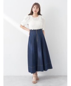 earth music&ecology フロントジップタックフレアスカート