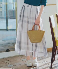 Tiaclasse L チュールレースチェックスカート