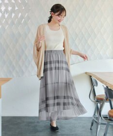 Tiaclasse L チュールレースチェックスカート