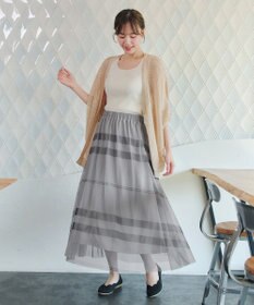 Tiaclasse L チュールレースチェックスカート