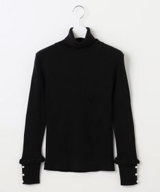 Feroux パールボタン リブタートル ニット