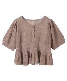 earth music&ecology ＳＥＴ２点レース編みペプラムカーデ＋スカート