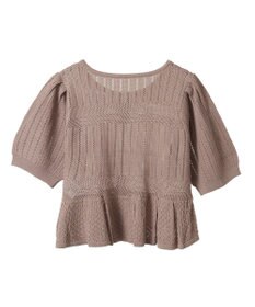 earth music&ecology ＳＥＴ２点レース編みペプラムカーデ＋スカート