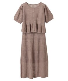 earth music&ecology ＳＥＴ２点レース編みペプラムカーデ＋スカート