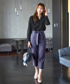 Tiaclasse L 【新色追加・洗える】バンドカラー2WAYタックブラウス