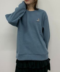WEGO 【ユニセックス着用ITEM】ワッフルフリースOP刺繍クルートレーナー
