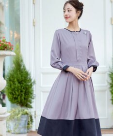 Tiaclasse L 【セレモニー・XSサイズ(5号)追加・新色追加・洗える】キーネックフレアワンピース