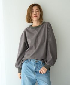 YECCA VECCA フェイクスエードデザインステッチプルオーバー