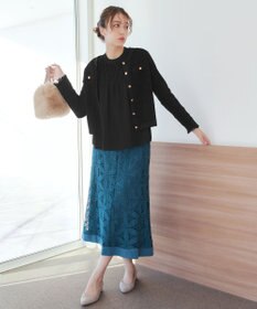 Tiaclasse 【洗える】シフォンシャーリングブラウス